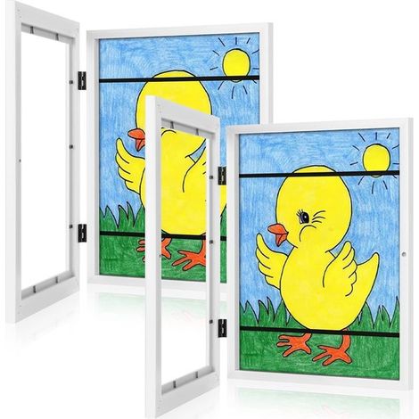 2 Kinderbilderrahmen 8 5 x 11 Zoll ca 21 6 x 27 9 cm mit Frontöffnung austauschbare Rahmen weißer Wandrahmen zur Aufbewahrung von Kunstwerken für 8,5 (1/4)