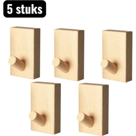 pièces - Crochets porte-manteaux - Crochets en bois - Montage adhésif sans percer pour porte ou mur - Crochets muraux - Accessoires en bois massif - Décoration murale moderne - Hêtre (1/5)