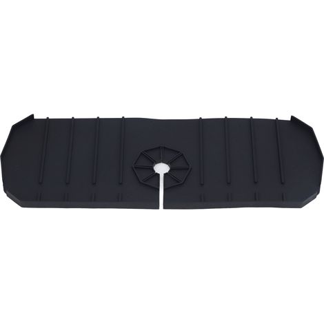Protecteur d'éclaboussures noir pour évier en silicone alimentaire durable, design de drainage, attrape-gouttes polyvalent pour cuisine, salle de bain et camping-car. (1/5)