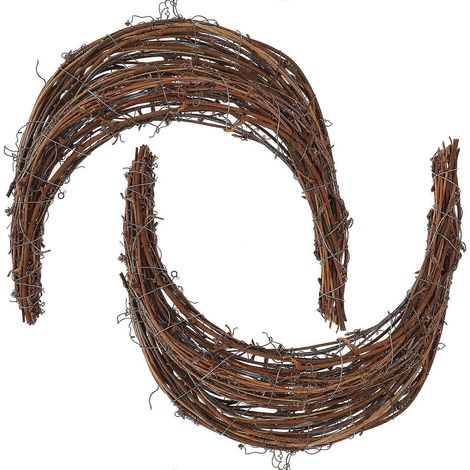 Anneaux de rotin en forme de lune (2 pièces) - Anneaux en rotin naturel en branches de vigne pour loisirs créatifs, couronnes faites main, décoration intérieure, porte d'entrée et fêtes (1/2)