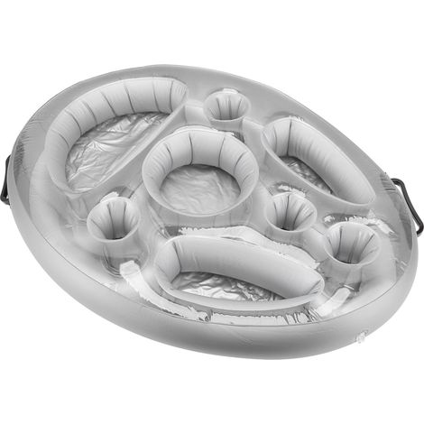 Porte-boissons gonflable en PVC, plateau flottant pour piscine, bac à fruits, vin, téléphone portable, matelas gonflable en forme de glaçon argenté (1/5)