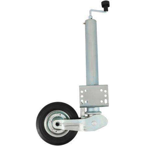 [JAMAIS UTILISÉ] Roue Jockey - 500kg - Tube acier 60mm - Escamotable - Bride de fixation soudée multi-trous - Universelle tous types de remorques
