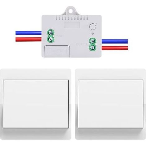 Interrupteur sans fil sans piles Lot de 2 kit interupteur sans fil autoalimente va et vient sans fil sans pile radio interrupteur a distance eclairage domestique (1Gang 2V1 A) (1/5)