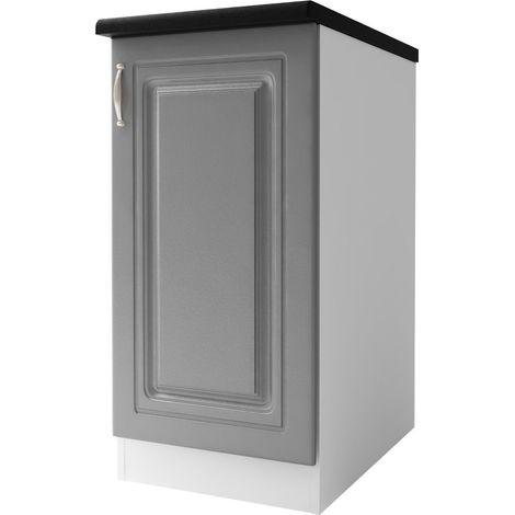 Meuble De Cuisine Bas 1 Porte 40 Cm Dina Mélaminé Avec 1 Étagère Gris