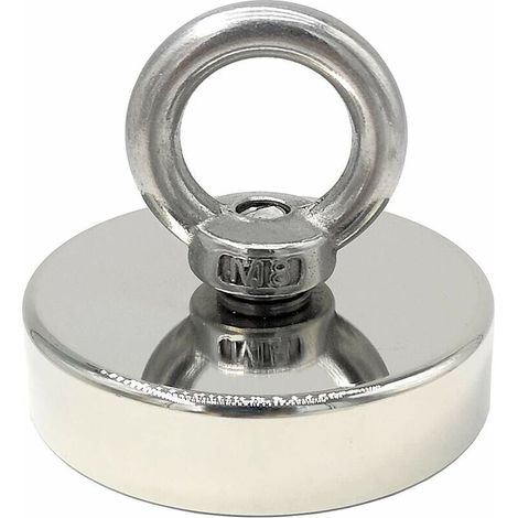 140 kg force neodymium magnet, 60 mm diameter, magnets with powerful lifting rings for industry and science, magnetic fishing (1/5)