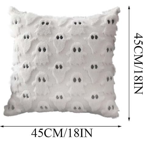Housse de coussin fantôme d'Halloween, 45 x 45 cm, coussin décoratif pour fauteuil, canapé, chambre ou maison. (1/5)