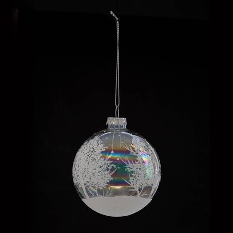 Weihnachtskugeln 80 mm Zeichnung Weiß 2 Sortiment -
