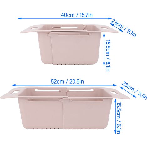 Ortviai Panier Rétractable pour Congélateur Chest – PP Résistant, 40–52 cm, Rose (1/4)