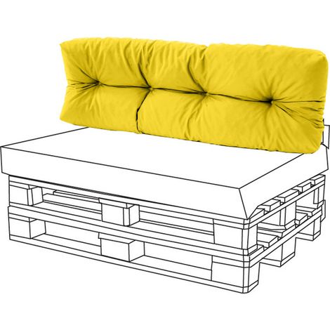 Gardenista - Cuscini per schienale trapuntati per giardino, cuscini per mobili in pallet resistenti all'acqua, 120x48x10 cm comodi cuscini per schienale - Gialla (Cuscini per schienale lungo) (1/5)