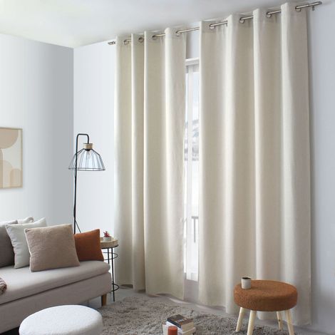 Rideau thermique BLIZZARD – Velours chenillé doublé polaire 140x240cm - 140x240cm - Ecru (1/2)