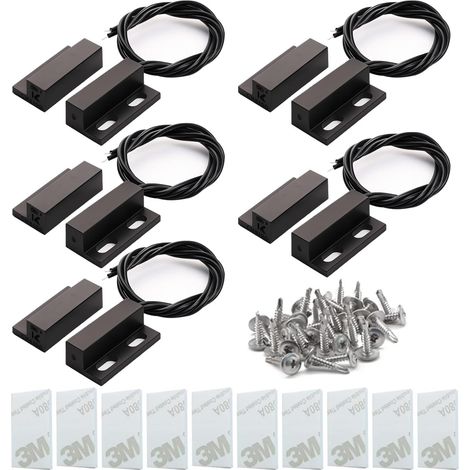 5pcs Capteur Magnétique, Encastré Filaire, Sécurité Porte Fenêtre, Alarme Maison