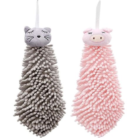 Juego de 2 toallas de mano para cocina y baño con presilla para colgar, toallas de mano para niños y adultos. (1/3)