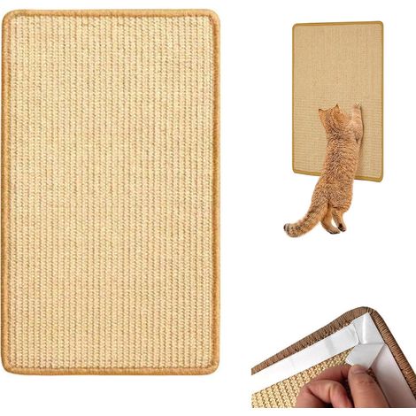 Tapis griffoir pour chat, planches à gratter en sisal, 20 x 40 cm, tapis en sisal naturel, tapis à griffer pour chat, avec fermeture pour canapé, meubles, porte, protection anti-rayures (jaune) (1/5)