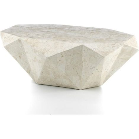 Mesa de centro moderna piedra fósil beige 120 x 70 x h 40 cm (1/5)
