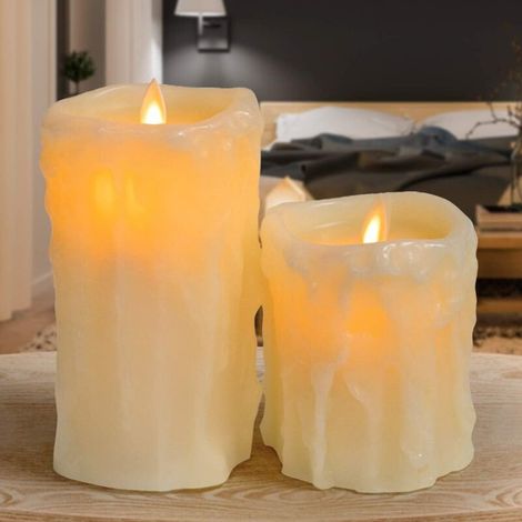 SABIR LED Flamme vacillante en Cire, Lampe Bougie LED sans Flamme pour Halloween 7.510cm,7.515cm,2 PCS (1/5)