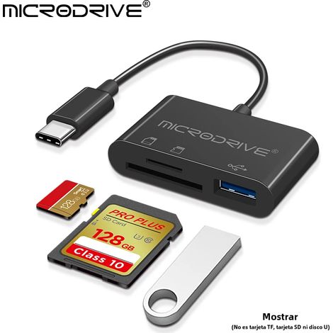 Adaptateur micro USB Type-C 3 en 1 pour périphériques de stockage OTG avec lecteur de cartes SD/TF USB-C (1/5)