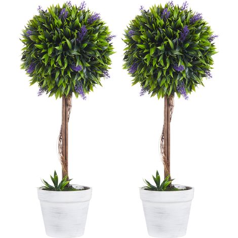 Plantas artificiales de lavanda 2 piezas, 60 cm, en maceta con musgo falso, plástico, verde (1/5)