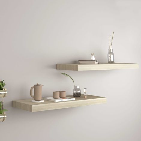 FIMEI Étagères murales flottantes 2 pcs Chêne 60x23,5x3,8 cm MDF (1/5)