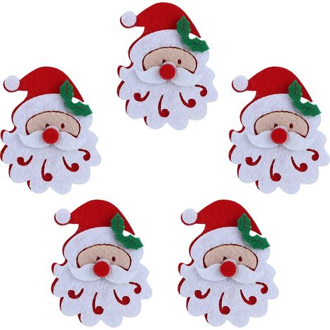 20 pièces/sachet de patchs en tissu pour décorations de Noël : Père Noël, renne, flocons de neige, accessoires de Noël, tête de Père Noël (1/5)