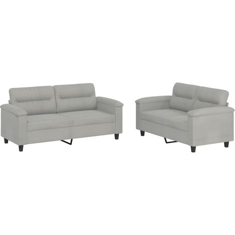 Maison Exclusive - Set Divani 2 pz con Cuscini Grigio Chiaro in Tessuto Microfibra