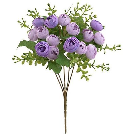 Pivoine artificielle sans arrosage, décoration intérieure, feuilles vertes, camélia en soie artificielle, accessoire photo élégantviolet (1/5)