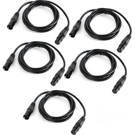 Lot de 5 câbles DMX 1M 3-Pin XLR DMX Kabel Signal Kabel Stecker zu Buchse für Bühne Licht bewegliches Licht Par Licht Scheinwerfer (1/5)