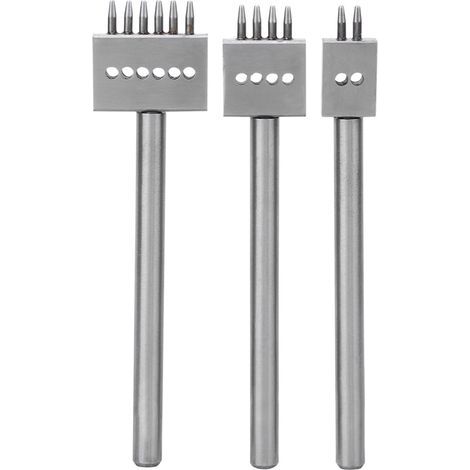 versilberte Stahl-Klauenahlen mit 2/4/6 Zinken, 6-mm-Lederlocher für DIY-Bastelarbeiten (1/5)