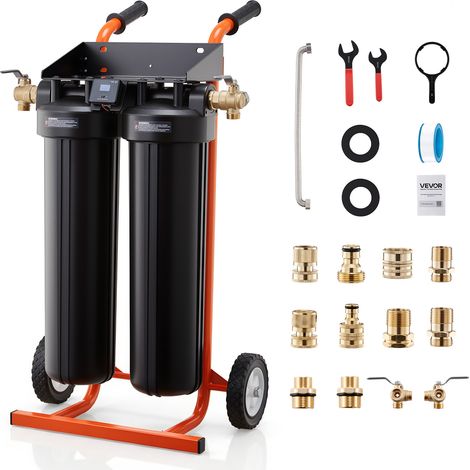 VEVOR Unita Demineralizzatore deAcqua per Pulizia Auto, Sistema di Deionizzazione dellAcqua per Risciacquo di Veicoli Finestre con Resina Demineralizzante 2 x 4 L, Valvola Deviatrice Tester TDS (1/5)