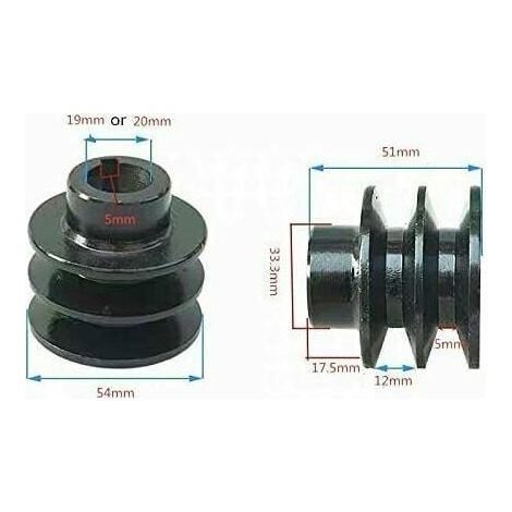 Doppelrillenriemenscheibe für Keilriemen – Innendurchmesser 20 mm – Kompatibel mit Ho/NES 168F, 170F, GX110, GX120, GX160, GX200, 7 PS (1/5)