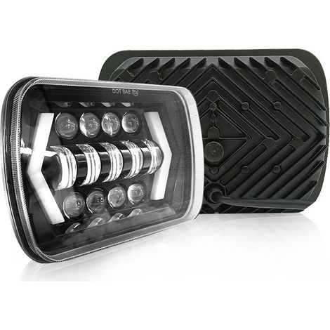 Phare LED 7 Pouces Double Couleur Blanc/Jaune pour Jeep Wrangler, Feux de Route et Croisement avec Lentille, 12LED 3535, 9-32V 12V/24V, IP67, Éclairage Tout-Terrain Universel pour Camion, SUV, Véhicul (1/4)