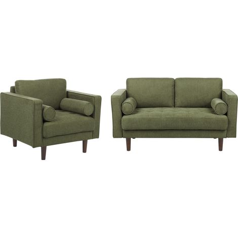 Sofa Set 3-Sitzer NURMO Stoff Dunkelgrün (1/5)