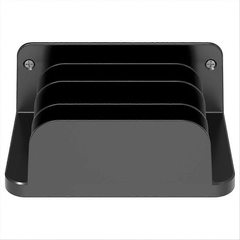 Wandmontierter Aufbewahrungs- und Ladeständer für Tablets/Mobiltelefone, 4 Steckplätze, schwarz (1/5)