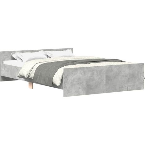 Lit double Lit adulte Cadre de lit sans matelas gris béton 140x190 cm