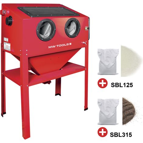 Mw Tools – Pack cabine de sablage 220 L – 25 kg perles de verre – 25 kg corindon brun – Pression 6 bars – Débit 300 L/min – CAT410SET (1/5)