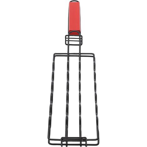 Support à hot-dogs pour barbecue, grille multifonctionnelle avec manche en bois, pour viande et légumes, noir (1/5)