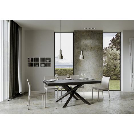 Tavolo Volantis Evolution piano Cemento 90x180 Allungato 440 telaio Antracite (1/5)