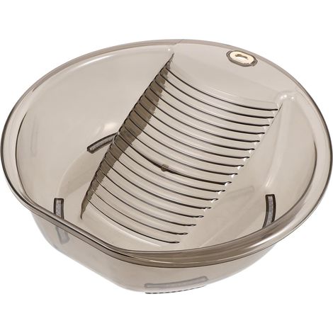 Bassine à Laver Le Linge avec Planche à Laver Intégrée en Pet Gris Bac Multifonction et Pieds pour Maison Dortoir et Salle de Bain Baquet Pratique (1/5)