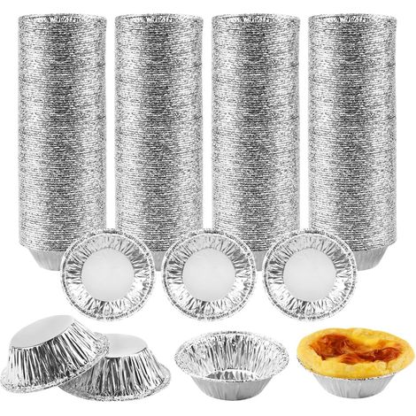 Kit de 400 Moules Mini Tartes Pasteis de Nata 7x2,5 cm, Moules en Aluminium Jetables pour Cuisson de Tartes et Confitures (1/5)
