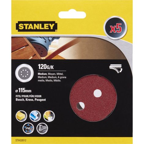 Stanley STA32012 cf 5 dischi da 115 mm a strappo grana 120 per rotorbitali (1/2)
