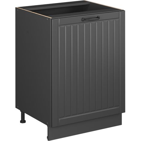 Mobiletto base cucina Fame-Line, Grigio scuro/Antracite, 60 cm 1 anta senza piano di lavoro, Vicco (1/5)