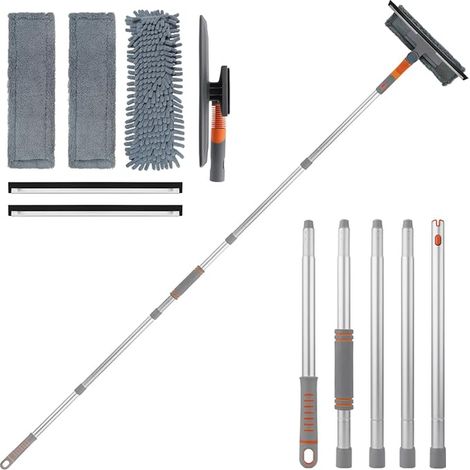 Window Squeegee, Window Cleaning Squeegee with Swivel Head and Telescopic Handle up to 200 cm, Window Cleaning Tools for High Windows (1/2)