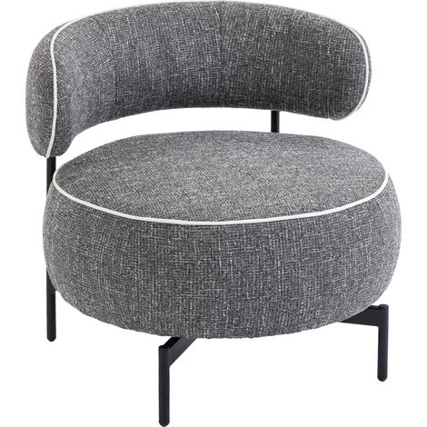 HOMCOM butaca de salón con asiento giratorio, sillón de salón, tapizado en lino, con asiento amplio, acolchado grueso, patas de metal, gris oscuro