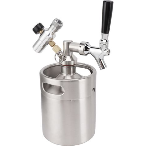 Mini fût Growler 2L 150PSI portable en acier inoxydable, système de distribution de bière pour le brassage maison (1/5)