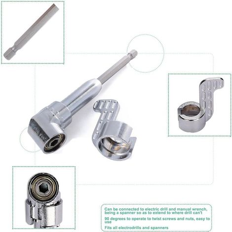 Perceuses à angle droit Renvoi d'Angle Visseuse Coudée à Angle Droit 105 Degrés Tige Hexagonale 1/4" pour Perceuse GROOFOO (1/4)