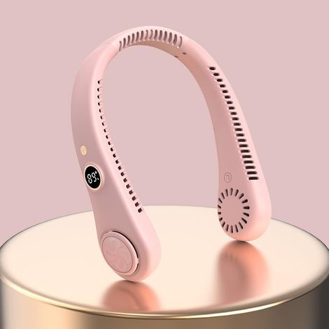 Ventilateur de cou sans pales, portable et mains libres, 5 vitesses de ventilation réglables, rechargeable par USB, silencieux et léger, convient à une utilisation intérieure et extérieure, aux voyage (1/5)