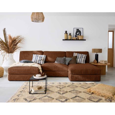 Jasper - wohnlandschaft modulierbar - großer geripptem cord - rostfarben