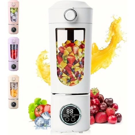 Tragbarer 700-ml-Entsafter, USB-aufladbar, mit leistungsstarkem Motor, ideal für Zuhause und Fitnessstudio – Weiß