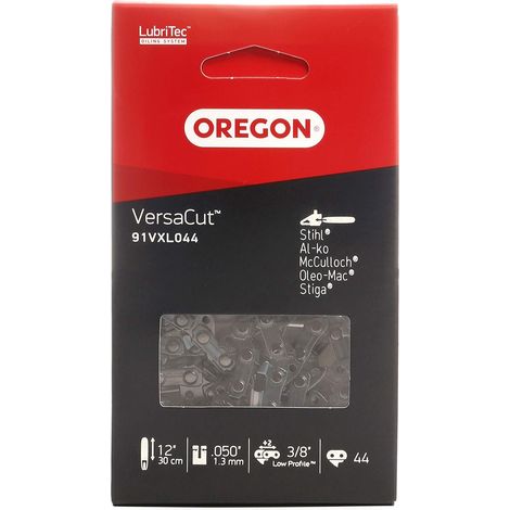 Oregon VersaCut 91VXL Catena per Motosega con Passo da 3/8" a Basso Profilo, .050" (1,3 mm) con Taglienti Semi Chisel, Barra da 30 cm (12"), 44 Maglie, Compatibile con Stihl, Husqvarna e altre marche (1/4)
