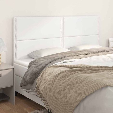 vidaXL Cabecero de cama blanco 200x5x118/128 cm piel sintética (1/5)