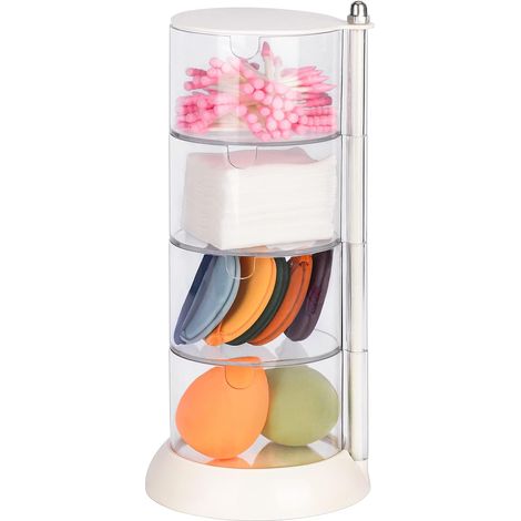 Stapelbares 4-lagiges Acryl-Aufbewahrungssystem, modulare Ablagen für Haaraccessoires, Schmuck oder Make-up-Theke.